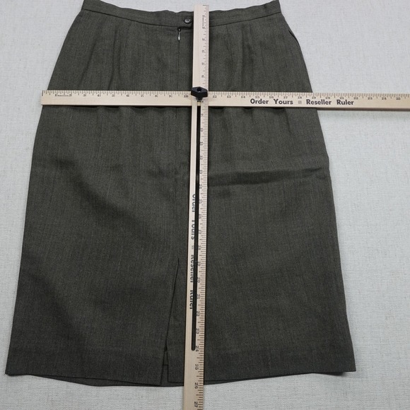 Saville Suit Blazer Skirt Set Womens 12 Olive Green Made USA Wool Career Lined - Picture 15 of 16